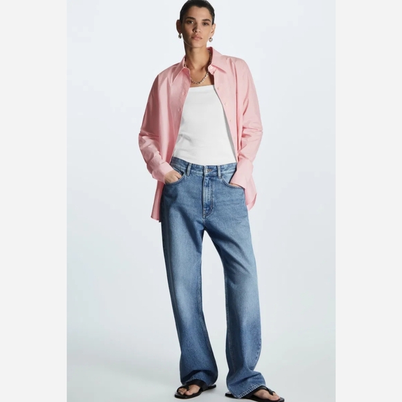 COS Oversized Cotton Poplin Button Down Shirt Pink Size 6 - Picture 4 of 15